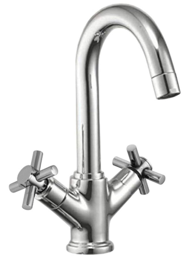 JAGGER JAG217 Table Top Brass Centre Hole Basin Mixer for Bathroom Wash Basin, Perfect for Hot & Cold Water Both (Corsa) - Image 1