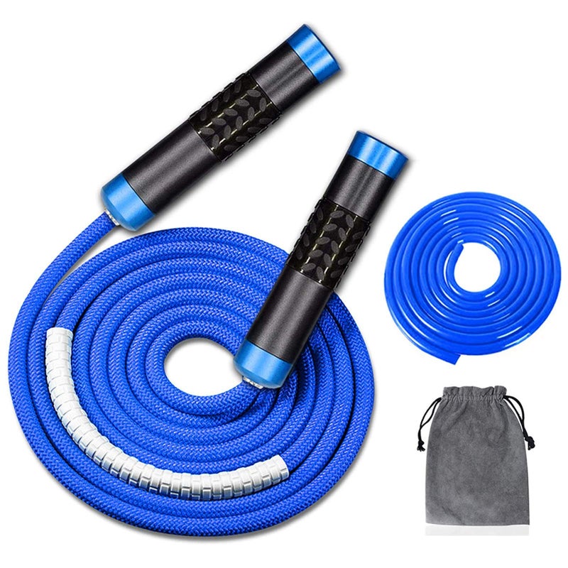 Redify Weighted Jump Rope for Workout Fitness(1LB), Tangle-Free Ball Bearing Rapid Speed Skipping Rope for MMA Boxing Weight-loss,Aluminum Handle Adjustable Length 9MM Fabric Cotton+9MM Solid PVC Rope - Image 1
