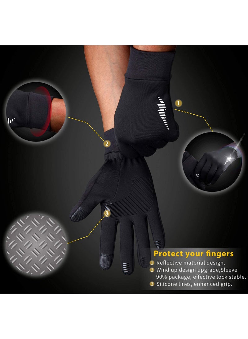 Lyaxm Winter Gloves, Running Gloves,  Touch Screen Water Resistant Thermal For Running , Men Women Touch Screen Glove Cold Weather Warm Gloves Freezer Work Gloves Suit for Running Driving Cycling Working Hiking,  Cycling Driving Hiking Windproof Warm Gifts For Men And Women Black - Image 3