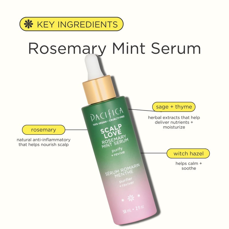 Pacifica Scalp Love Rosemary Mint Serum - Dry, Flaky, and Itchy Scalp Serum, Hydrating, Moisturizing, and Calming Treatment Formulated with Witch Hazel, Vegan and Cruelty-Free - 2 Fl Oz - Image 3