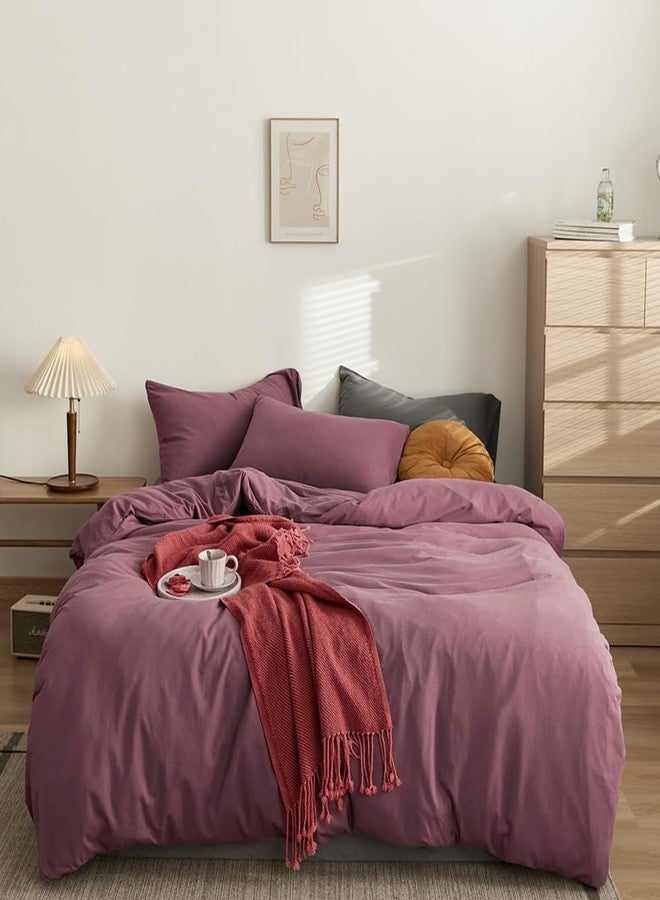 CLOTHKNOW Dusty Purple Full Size Comforter Sets 3Pcs Pale Mauve Bedding Comforter Sets Soft All Season Women Girls Comforter with 2 x Pillow Cases - Image 1
