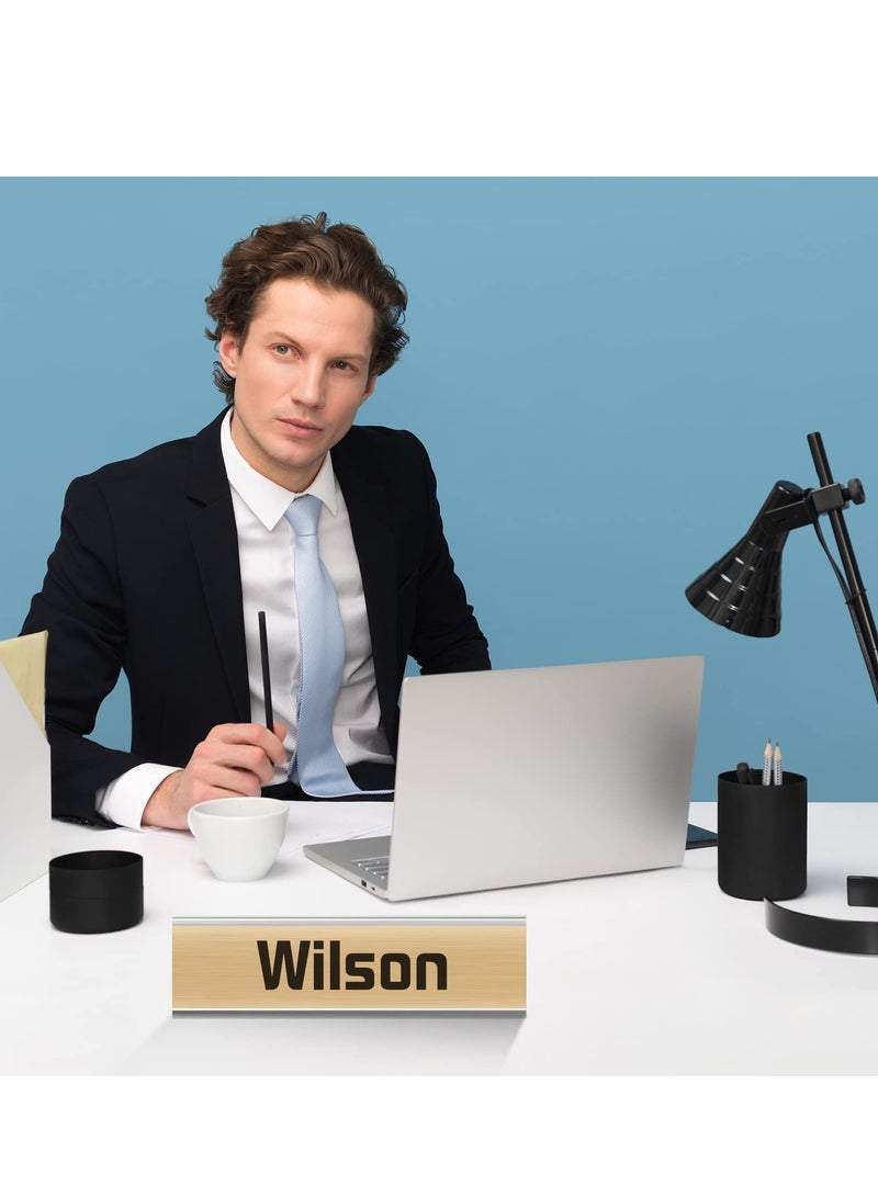 SYOSI 4 Pack Aluminum Name Plate Holder for Desk, 6 x 20 cm Office Business Door Sign Holder for Business Office Meeting Teacher Kids Women Men - Image 3