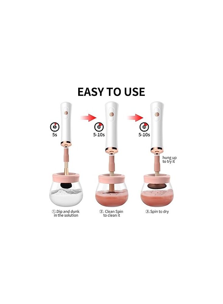 ORiTi Upgraded Makeup Brush Cleaner and Dryer Machine, Electric Cosmetic Automatic Brush Spinner with 8 Size Rubber Collars, Wash and Dry in Seconds, Deep Cosmetic Brush Spinner for Brushes - Image 5