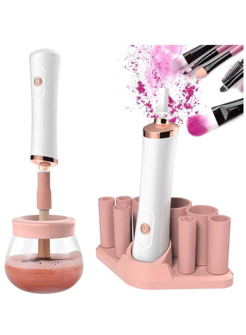 ORiTi Upgraded Makeup Brush Cleaner and Dryer Machine, Electric Cosmetic Automatic Brush Spinner with 8 Size Rubber Collars, Wash and Dry in Seconds, Deep Cosmetic Brush Spinner for Brushes - Image 1
