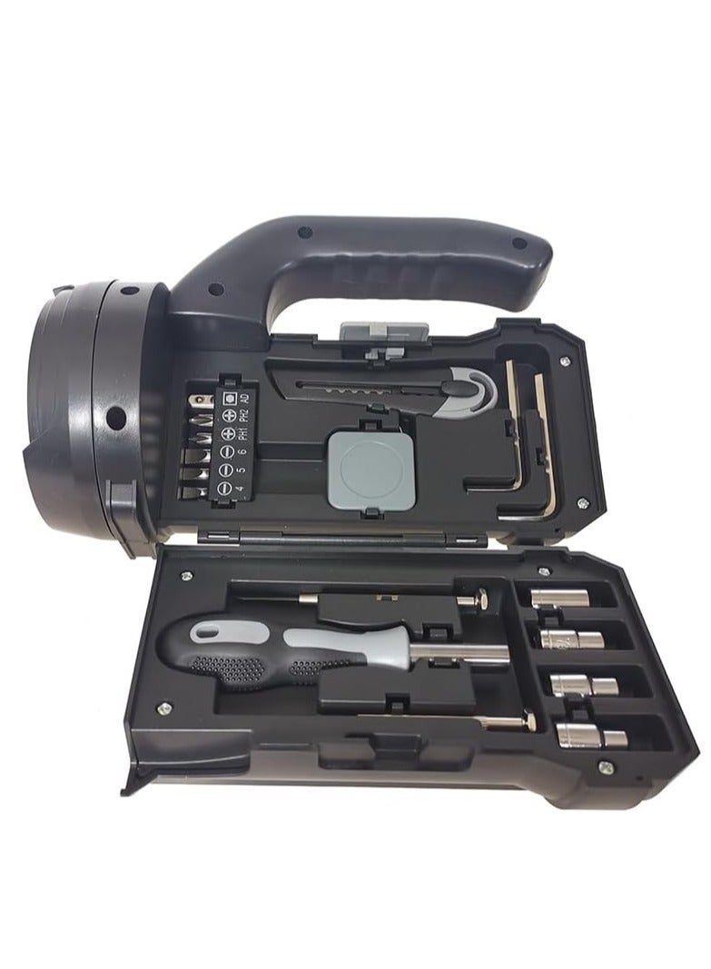 LifeStyle 18 in 1 Flashlight Toolbox Set Key Hex/Measuring Tape/Cutter Knife / x6 Screwdriver Bits & Handle / x4 Screw Sockets - Image 3