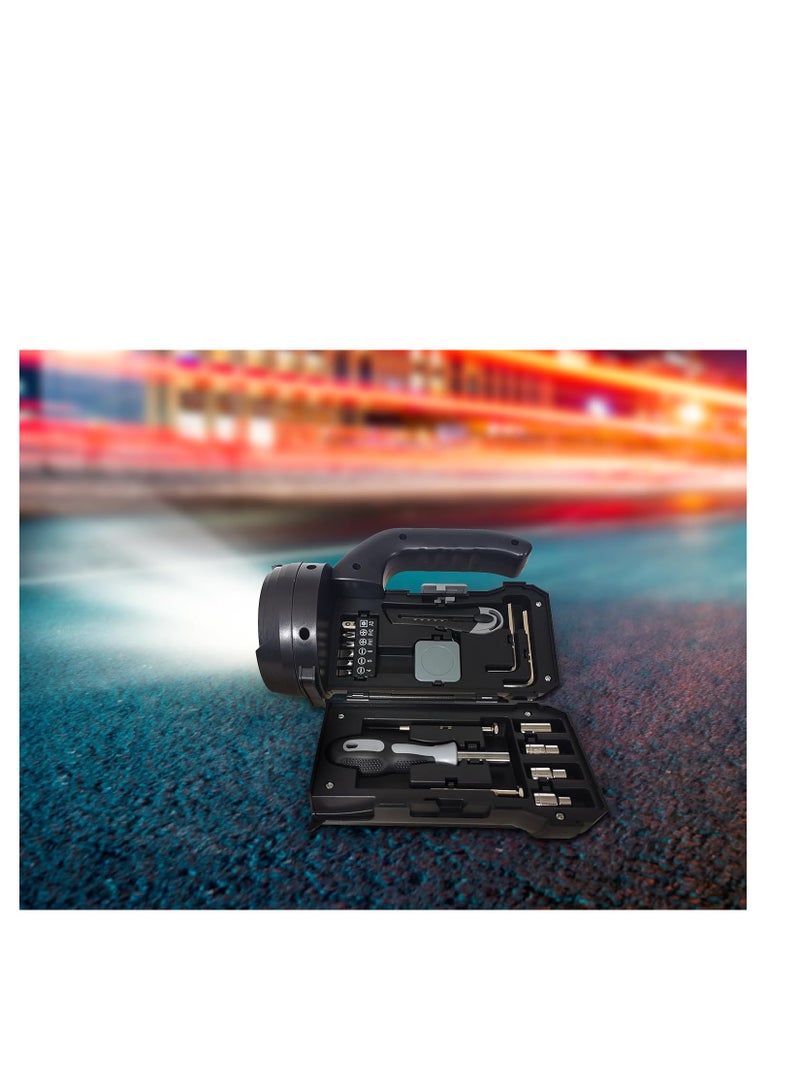 LifeStyle 18 in 1 Flashlight Toolbox Set Key Hex/Measuring Tape/Cutter Knife / x6 Screwdriver Bits & Handle / x4 Screw Sockets - Image 4