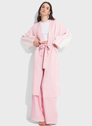 Printed Tie Detail Kimono