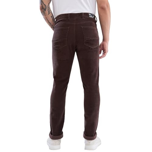 Spykar Regular Fit Cotton Brown Trousers for Men (Size: 34)-MTR5P2BD008-Bison Brown - Image 3