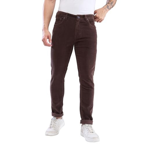 Spykar Regular Fit Cotton Brown Trousers for Men (Size: 34)-MTR5P2BD008-Bison Brown - Image 1