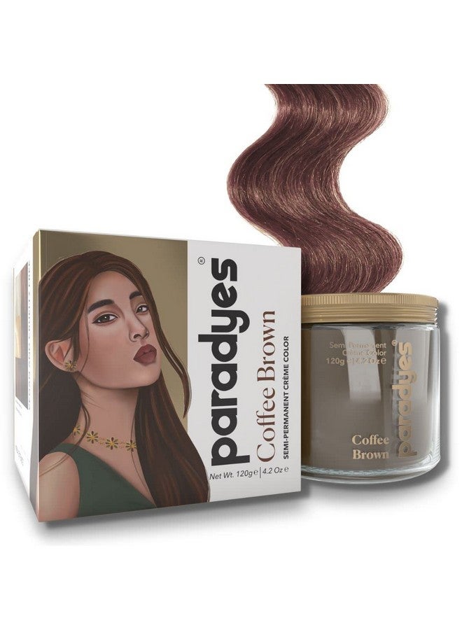 Paradyes Semi-Permanent Coffee Brown Diy Conditioner Based Hair Colour Infused With Aloe-Vera, Bhringaraj, Brahmi, Almonds & Amla 120 Gm  - Image 1