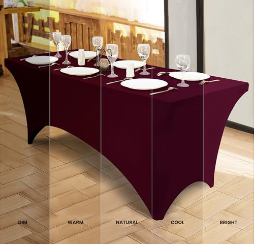 Utopia Kitchen غطاء طاولة سبانديكس من يوتوبيا للمطبخ 2 عبوة [6 قدم، بورجوندي] غطاء طاولة مشدود، مناسب، قابل للغسل ومقاوم للتجاعيد لعرض التجارة، حفلات الزفاف والحفلات [72 طول × 30 عرض × 30 ارتفاع بوصة] - Image 4