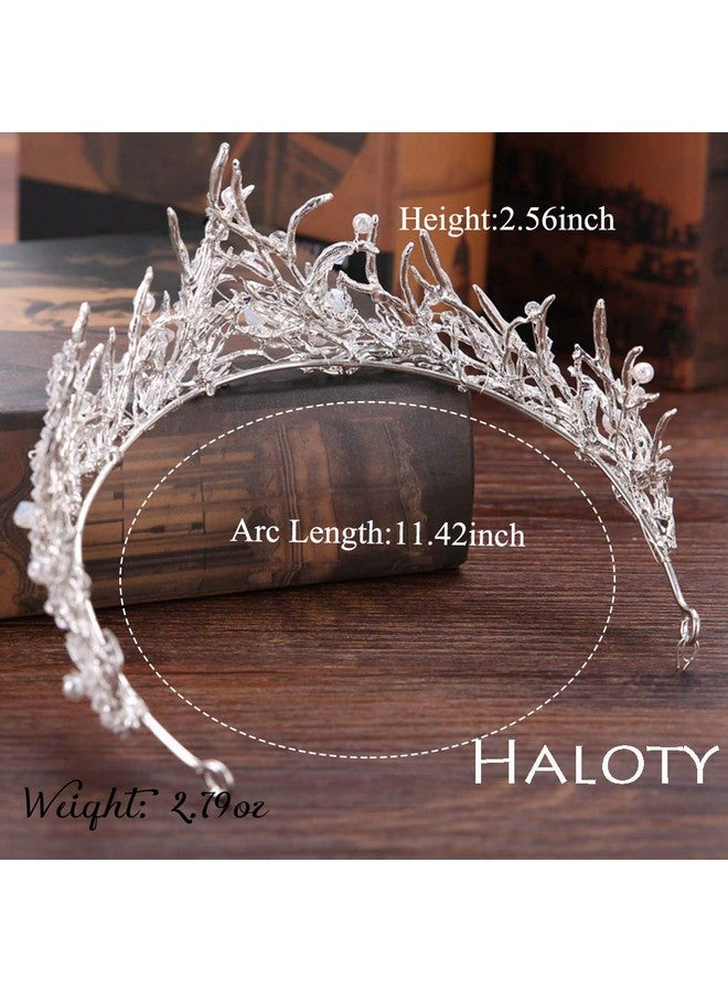 Haloty Baroque Wedding Crown And Tiara Crystal Bride Crown Queen Bridal Tiara Headpieces For Women And Girls (Silver) - Image 1