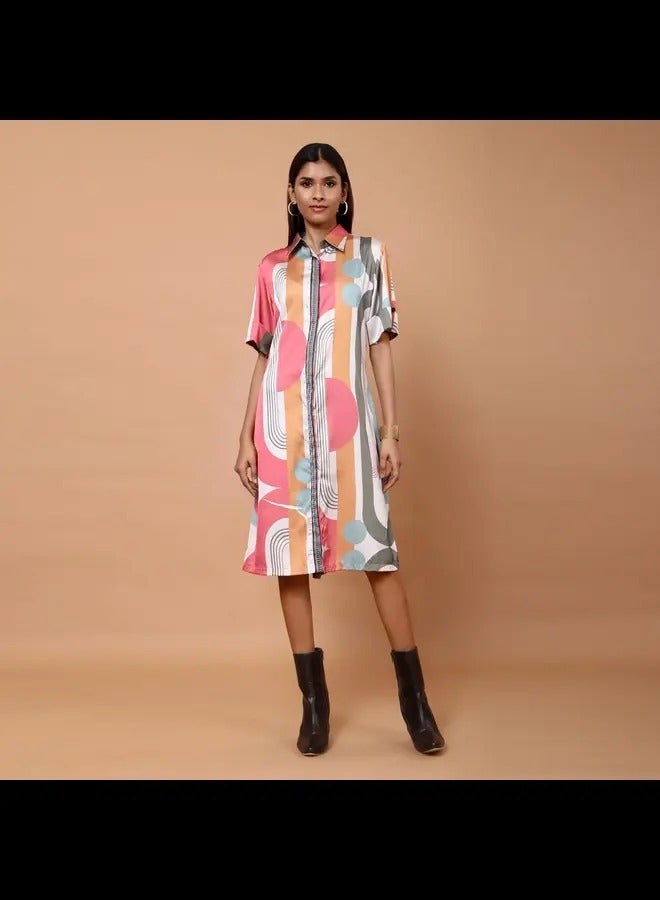 PRASHA Emma Geometric Pastel Dress
