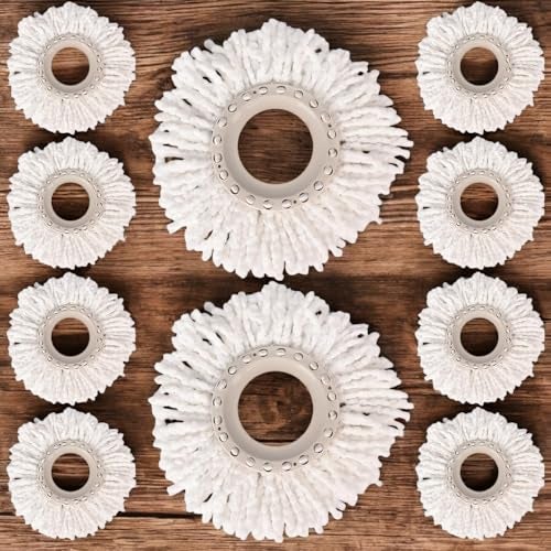 Freshome Extremely Absorbent Premium Microfibre Spin Mop Head Refill for Floor Cleaning (White) - Pack of 10 - Image 1