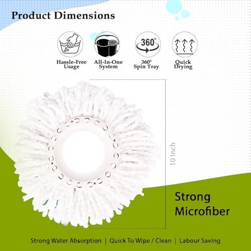 Freshome Extremely Absorbent Premium Microfibre Spin Mop Head Refill for Floor Cleaning (White) - Pack of 10 - Image 2