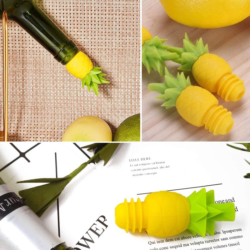DIMROM Cute Wine Stoppers For Wine Bottles - 4Pcs Funny Wine Stoppers Pineapple Small Bottle Caps For Crafts Cork Wine Bottle Stopper- Yellow Silicone Wine Stopper Wine Bottle Sealer Bottle Top Covers - Image 5