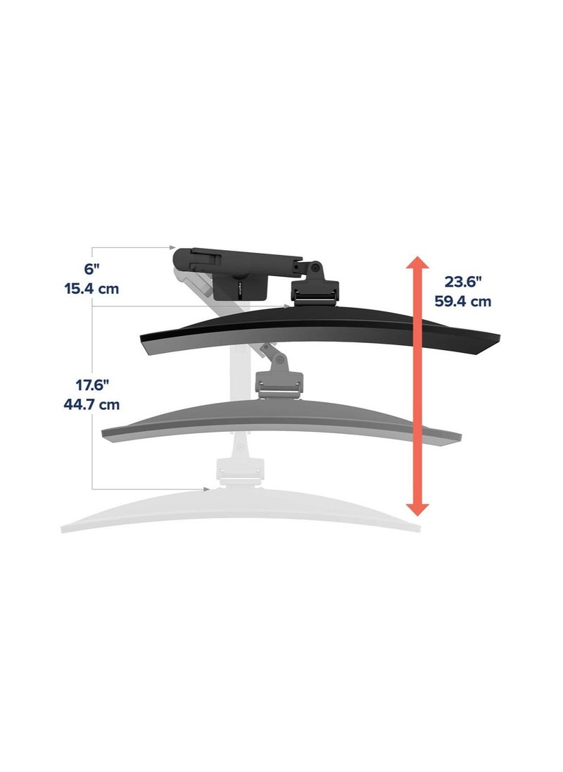 Ergotron - Ergotron 45-475-224 HX Single Ultrawide Monitor Arm, VESA Desk Mount for Monitors Up to 49 inches, 9.1 to 19.1 kg, Less Than 6 Inch Display Depth Matte Black. - Image 1