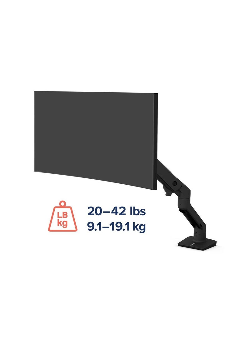 Ergotron - Ergotron 45-475-224 HX Single Ultrawide Monitor Arm, VESA Desk Mount for Monitors Up to 49 inches, 9.1 to 19.1 kg, Less Than 6 Inch Display Depth Matte Black. - Image 1