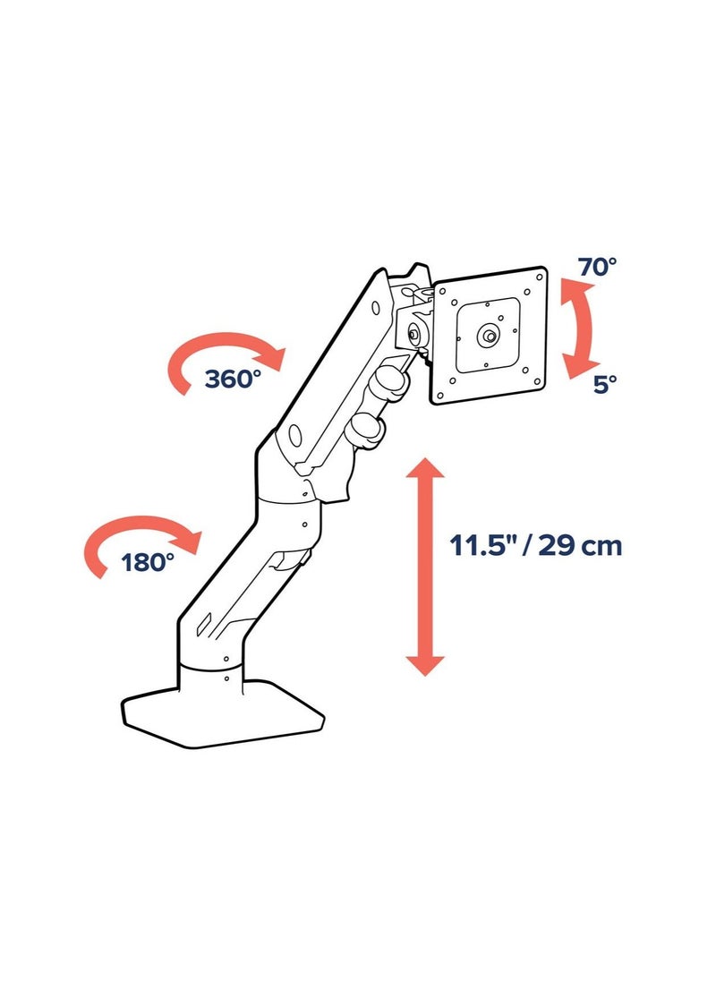 Ergotron - Ergotron 45-475-224 HX Single Ultrawide Monitor Arm, VESA Desk Mount for Monitors Up to 49 inches, 9.1 to 19.1 kg, Less Than 6 Inch Display Depth Matte Black. - Image 1