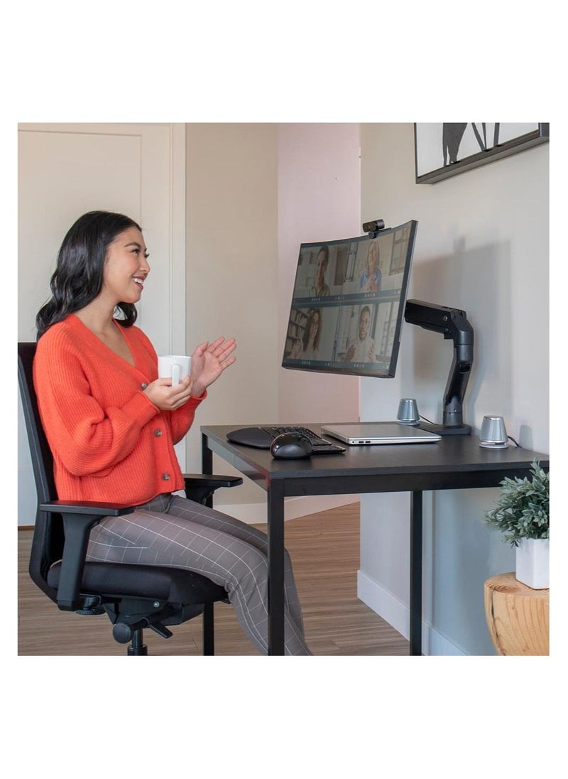 Ergotron - Ergotron 45-475-224 HX Single Ultrawide Monitor Arm, VESA Desk Mount for Monitors Up to 49 inches, 9.1 to 19.1 kg, Less Than 6 Inch Display Depth Matte Black. - Image 1