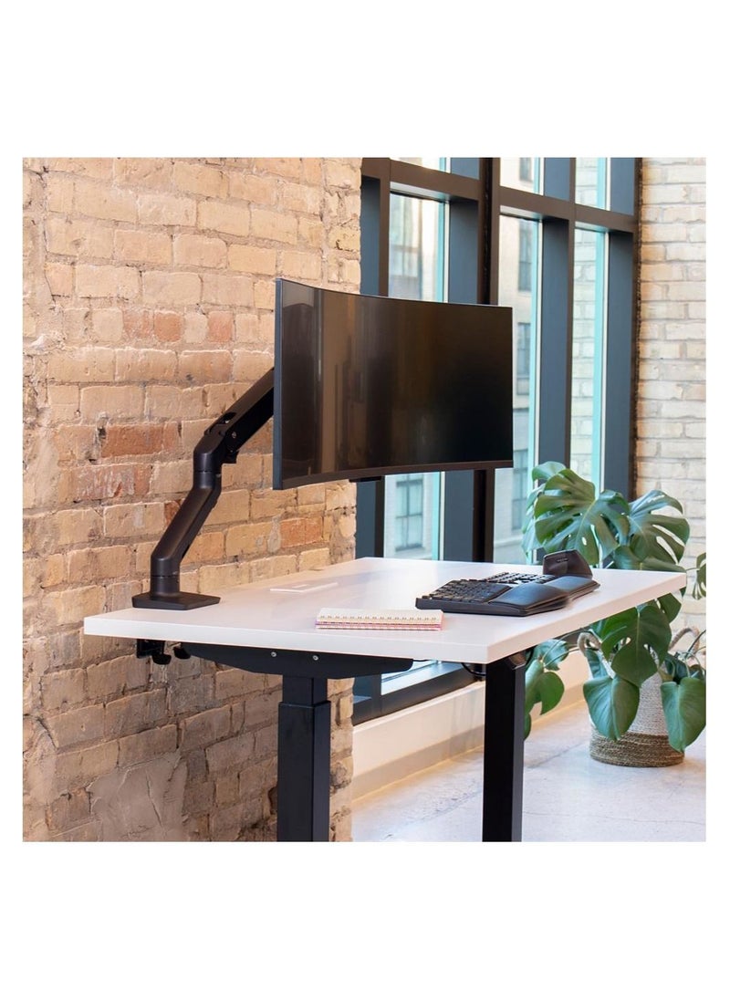 Ergotron - Ergotron 45-475-224 HX Single Ultrawide Monitor Arm, VESA Desk Mount for Monitors Up to 49 inches, 9.1 to 19.1 kg, Less Than 6 Inch Display Depth Matte Black. - Image 1