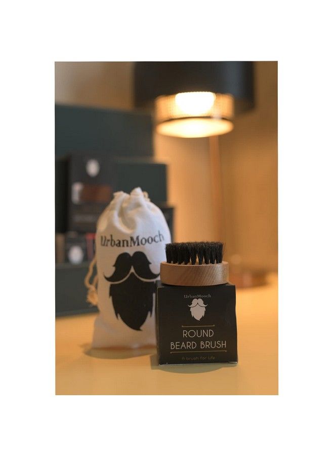 UrbanMooch Round 100% Boar Bristle Beard Brush And Mustache Brush Made With Beechwood Handle For Men For A Healthy Beard & Styling Pocket/Compact Size - Image 3