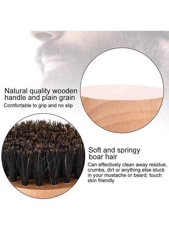 UrbanMooch Round 100% Boar Bristle Beard Brush And Mustache Brush Made With Beechwood Handle For Men For A Healthy Beard & Styling Pocket/Compact Size - Image 4