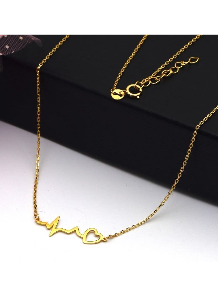 Gold Zone Real Gold Heart Beat Necklace - Image 1
