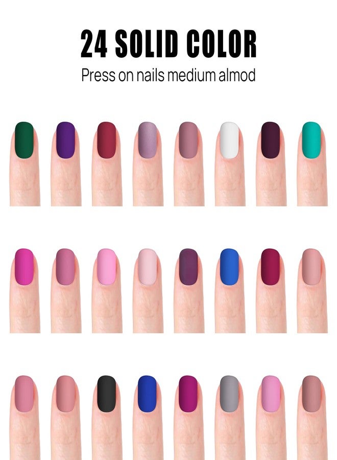LADYING Press On Nails - LADYING 576 Pc Square Matte Full Cover False Nails, 24 Colors, DIY Kit, Includes Nail File and Adhesive Tabs - Image 3