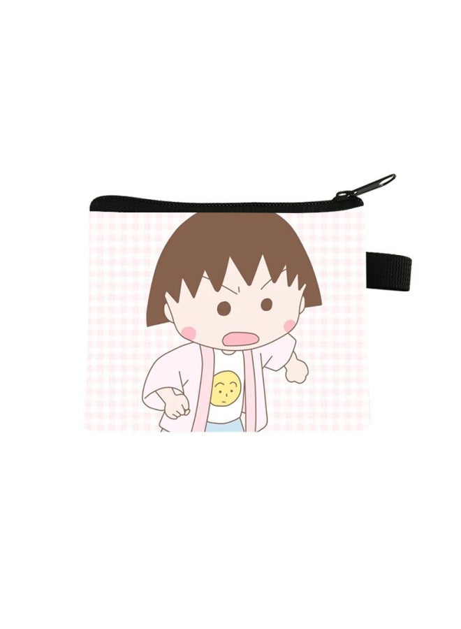 Chibi Maruko-chan Coin Purse Kidsren's Large-capacity Key Card Holder Polyester Cartoon Portable Small Wallet Bag