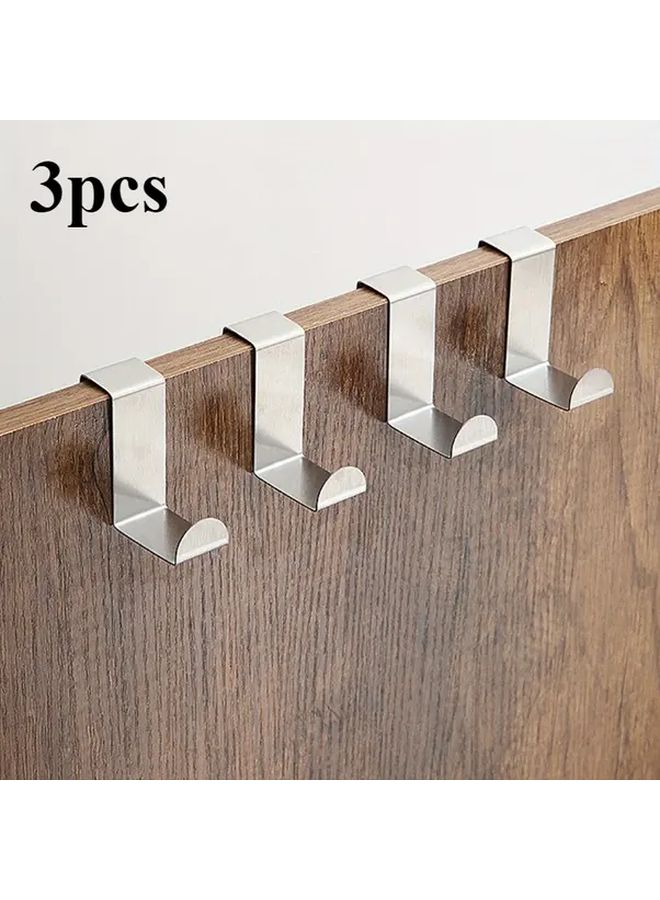 3 قطع من خطافات الباب المصنوعة من الفولاذ المقاوم للصدأ، ذات شكل Z القابلة للانعكاس لتعليق المناشف والملابس والمعاطف - Image 1