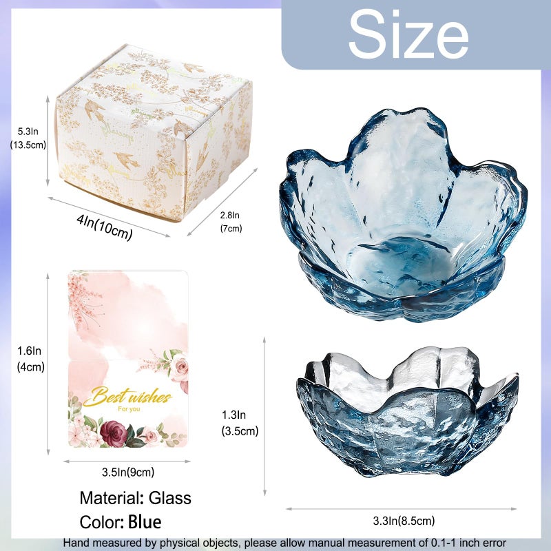 Binoster Blue Flower Glass Ring Dish Jewelry Tray Ring Holder Dish Cute Room Decor Vanity Organizer for Nightstand or Bathroom Aesthetic Trinket Dish Gift for Wife Mom Daughter - Image 4