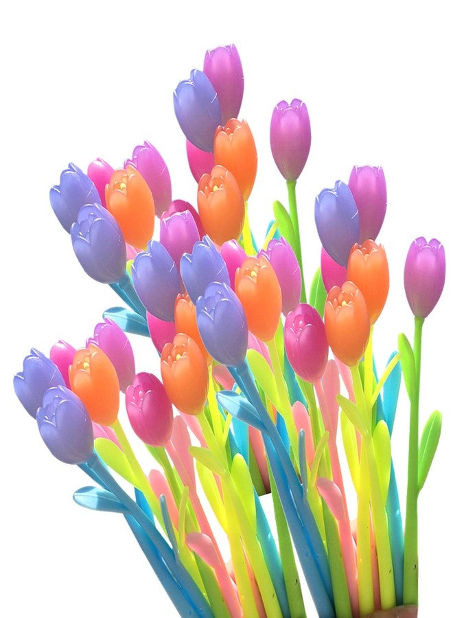 YYaaloa Color Changing Tulip Flower Pens 32pcs Novely Fun Tulip Gel Ink Pen Bulk for Birthday Party Office Presents (Tulip 32pcs) - Image 1