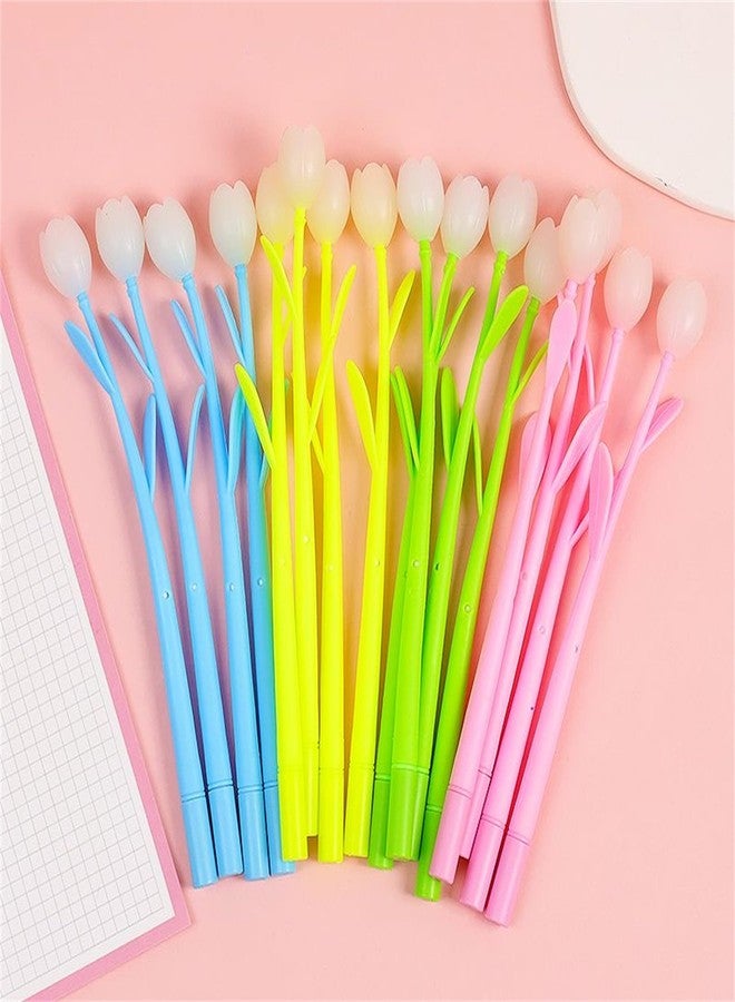 YYaaloa Color Changing Tulip Flower Pens 32pcs Novely Fun Tulip Gel Ink Pen Bulk for Birthday Party Office Presents (Tulip 32pcs) - Image 3