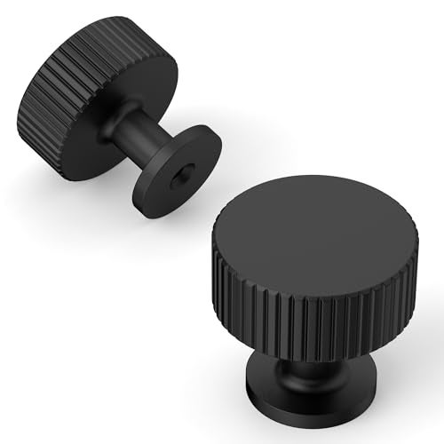 Amerdeco 10 Pack Matte Black Cabinet Knobs Single Hole Cabinet Pulls 1 Inch Drawer Knobs and Pulls for Bathroom Cabinets ZH0071 - Image 3