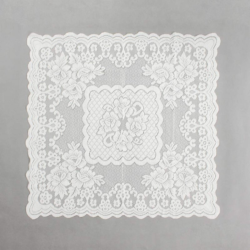 Dhanulada 315 Inch Square French Decorative Lace Tablecloth with Elegant Floral Patterns for Party Weddings Dining Room Tables White Ivory