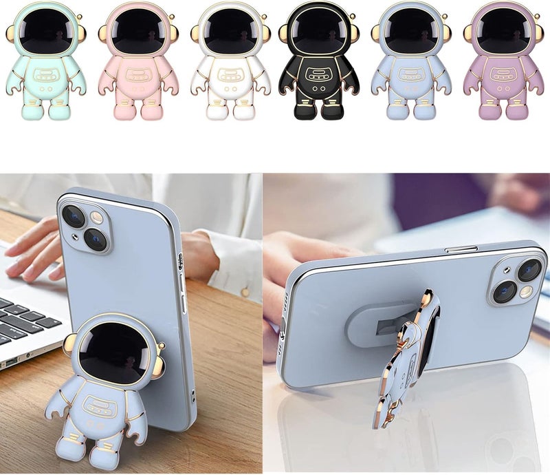 cheekyglo 6D Plating Astronaut Hidden Stand for iPhone, 2022 Phone Holder Finger Kickstand Cellphone Back Grip Foldable Cell Phone Stand for Desk Compatible with iPhone iPad Smartphones Tablets (Pink) - Image 2