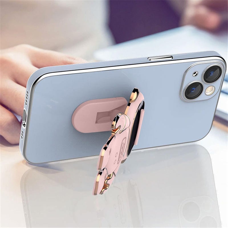 cheekyglo 6D Plating Astronaut Hidden Stand for iPhone, 2022 Phone Holder Finger Kickstand Cellphone Back Grip Foldable Cell Phone Stand for Desk Compatible with iPhone iPad Smartphones Tablets (Pink) - Image 3