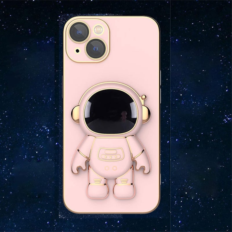 cheekyglo 6D Plating Astronaut Hidden Stand for iPhone, 2022 Phone Holder Finger Kickstand Cellphone Back Grip Foldable Cell Phone Stand for Desk Compatible with iPhone iPad Smartphones Tablets (Pink) - Image 4