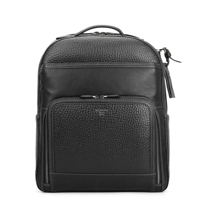Da Milano Da Milano Genuine Leather Backpack with Zip Closure - Black (RCB-0321F)