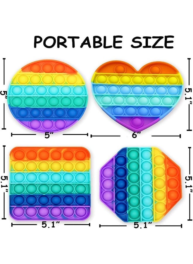 Mr. Penda 4 Pack Bubble Pop It Fidget Toy Set, Sensory Game for Kids and Adults, Suitable for Autism and Special Needs Stress Relief with 4 Shapes Heart, Circle, Octagon and Square (Random Color) - Image 2