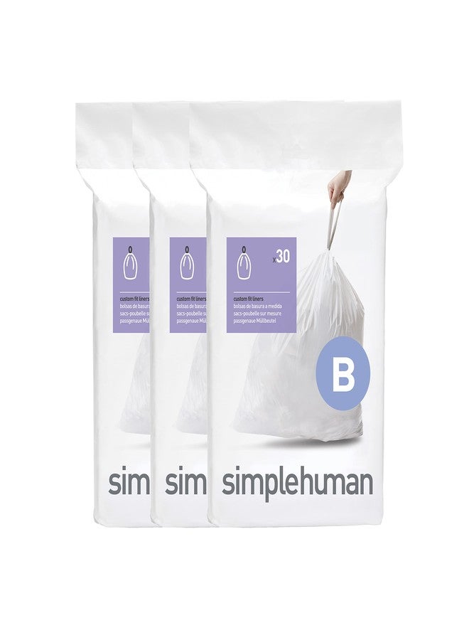 simplehuman Code B 90 Count, Dispenser Pack Custom Fit Liners, Drawstring Trash Bags, 6 Liter / 1.6 Gallon, White - Image 1