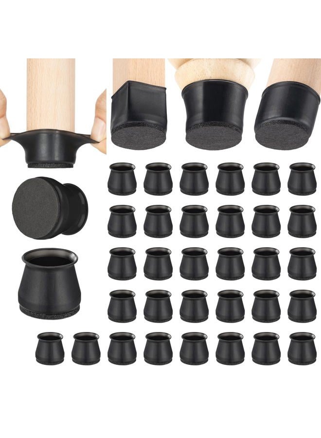 Aneaseit 32 PCS 1-1/2 inch Felt Bottom Soft Silicone Chair Leg Covers, Black. - Image 1