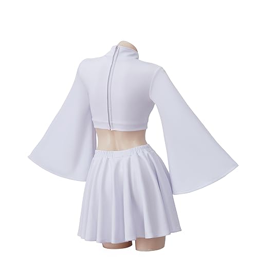 RocailleCos Princess Leia Cosplay Costume Adult Short White Dress Crop Top Skirt Suit Outfit for Women Girls Teen (white, L) - Image 5