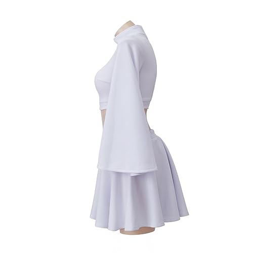 RocailleCos Princess Leia Cosplay Costume Adult Short White Dress Crop Top Skirt Suit Outfit for Women Girls Teen (white, L) - Image 4