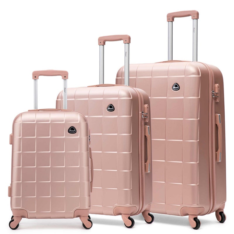 SENATOR Hard Case Travel Bag Trolley Luggage Set of 3 ABS Lightweight Suitcase with 4 Spinner Wheels, A207, Rose Gold - Image 1