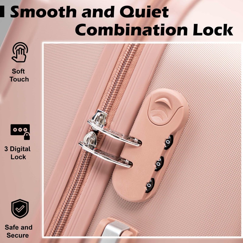 SENATOR Hard Case Travel Bag Trolley Luggage Set of 3 ABS Lightweight Suitcase with 4 Spinner Wheels, A207, Rose Gold - Image 5