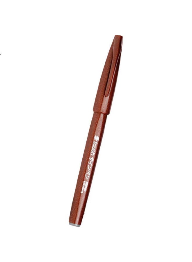Pentel Colorful Soft Brush Pen, Elastic Tip Water-Based Pen, For Journaling, Letters, And Greeting Cards, Ses15C Brown/Single Pen - Image 1