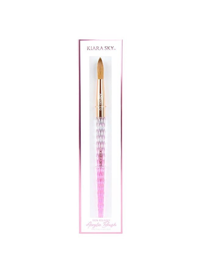 Kiara Sky Pink Crystal Acrylic Nail Brush - Professional Nail Cleaner Tool - Nail Kolinsky Brush for Women - 100% Kolinksy Hand Crafted Nail Tools - Long Lasting Nail Cleaning Brush, #12 - Image 2