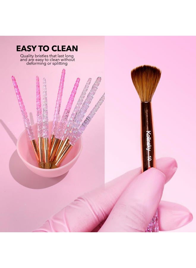 Kiara Sky Pink Crystal Acrylic Nail Brush - Professional Nail Cleaner Tool - Nail Kolinsky Brush for Women - 100% Kolinksy Hand Crafted Nail Tools - Long Lasting Nail Cleaning Brush, #12 - Image 4